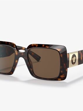 Versace Tortoiseshell Square Sunglasses with Gold Medallion